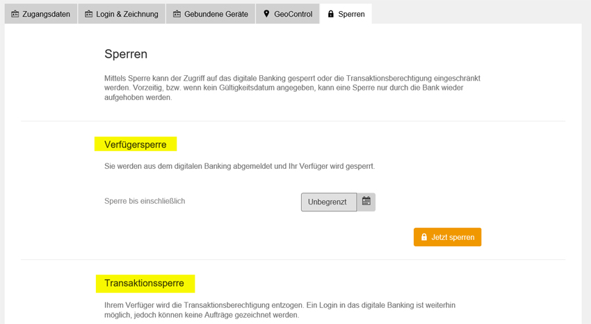 Screenshot aus dem hausbanking